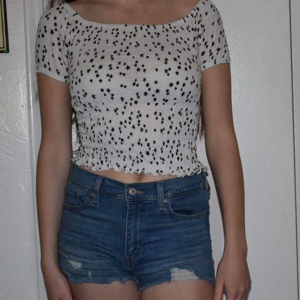 Ribbed Black/White Crop